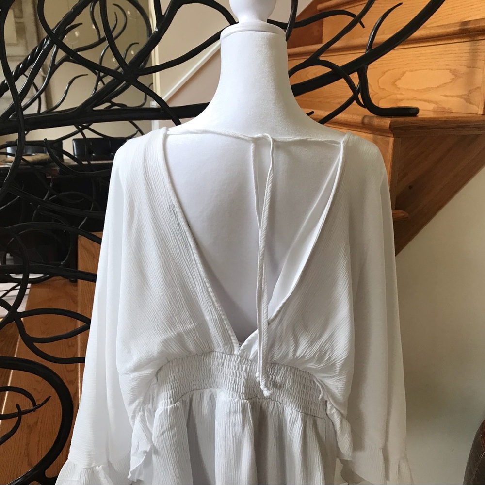 White Ruffled Wrap Dress - Picture 5 of 6
